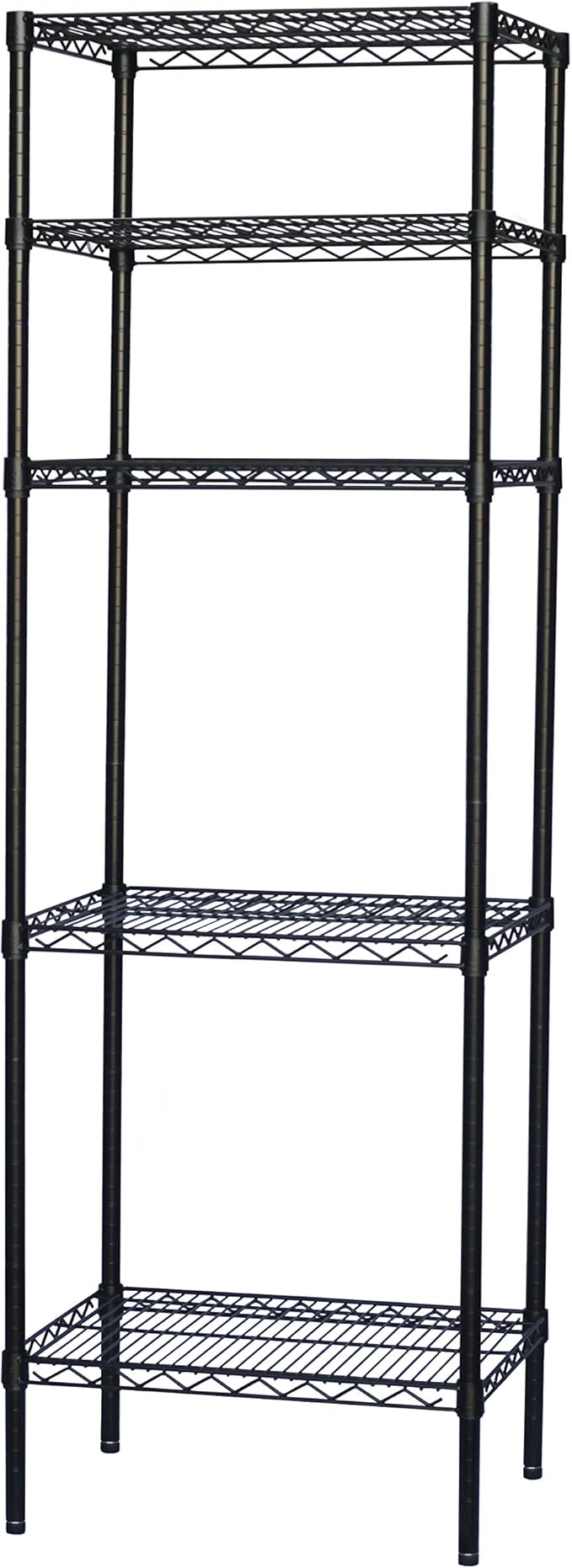 Shelving Inc. 8" d x 42" w x 72" h Black Wire Shelving with 5 Tier Shelves, Weight Capacity 300lbs Per Shelf