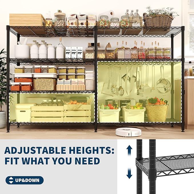 Garvee Metal Storage Shelves Heavy Duty Metal Shelving, 4-tier Wire Shelving Unit Shelves for Storage, Adjustable Shelf Organization for Garage Pantry Kitchen Commercial Basement, 59"W*13.8"D*59.5"H
