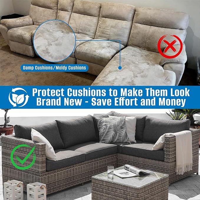 SIRUITON 32”L x 32”W x 24”H Outdoor Cushion Storage Bag,Patio Furniture Cushion Storage Bag,Heavy Duty Rip Proof 600D Oxford,with Handle and Zipper of Waterproof Garden Cushion Storage Covers