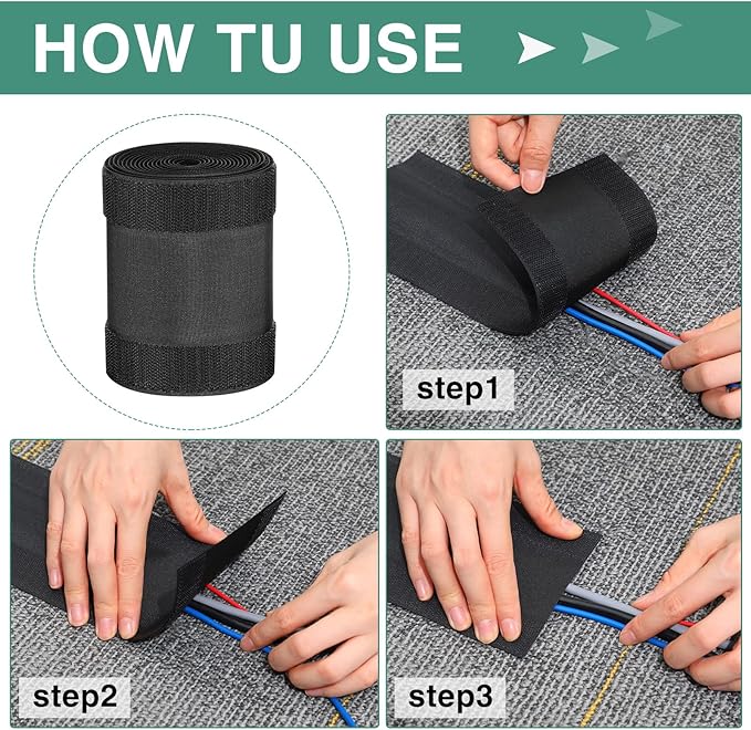 WILLBOND Carpet Cord Cover Cable Protector Floor Cover Cable Protector Management Only for Commercial Office Carpet(98.43 ft,Black)