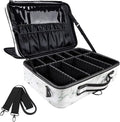 JOURMON Travel Makeup Train Case,Large Capacity Cosmetic Bags for Women,Portable Makeup Bag Organizer with Adjustable Dividers & Shoulder Strap(Marble White, Large)
