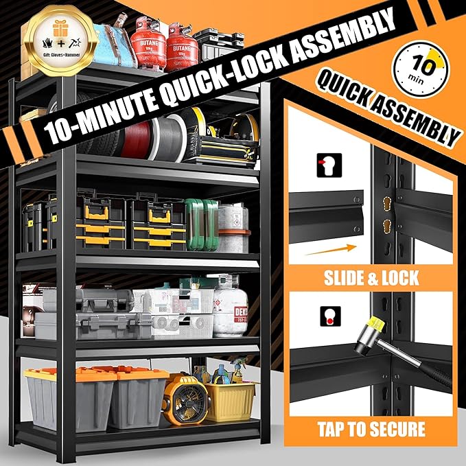 39.4" W Garage Shelving Heavy Duty Metal Shelving 2400LBS Storage Shelves Adjustable 4 Tier Metal Shelves for Storage Industrial Shelves for Garage, Warehouse, 15.7" D x 39.4'' W x 54.3'' H