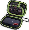 Hard Case for SanDisk Extreme Portable SSD 500GB 1TB 2TB 4TB 8TB External Solid State Drive Case -Custom-Insert Shockproof Protective Storage Travel Bag for SSD SD Card Holder (Green)