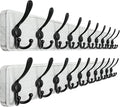 Dseap Coat Rack Wall - Heavy-Duty 38-1/4" Long, with Reinforced 10 Custom Tri-Hooks, Solid Wood Wall Hanger for Coats Hat Jackets - Rustic Farmhouse Entryway Storage, White & Black, Pack of 2