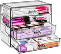Sorbus Makeup Organizer - 4 Drawer Acrylic Make Up Organizers and Storage for Cosmetics, Jewelry, Beauty Supplies, Clear Makeup Organizer for Vanity, Girl's Room, College Dorm, Counter, Bathroom Sinks