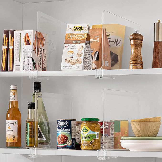 HBlife 12 Inches Tall [Extra Tall Version] Shelf Dividers, Purse Organizer for Closet, Clear Acrylic Bookshelf for Organization Closet Organizers and Storage for Handbags, 6 PCS