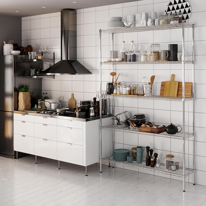 14" Deep x 54" Wide x 86" Height Wire Shelving Kit | 5-Tier | NSF Commercial Storage Rack Unit