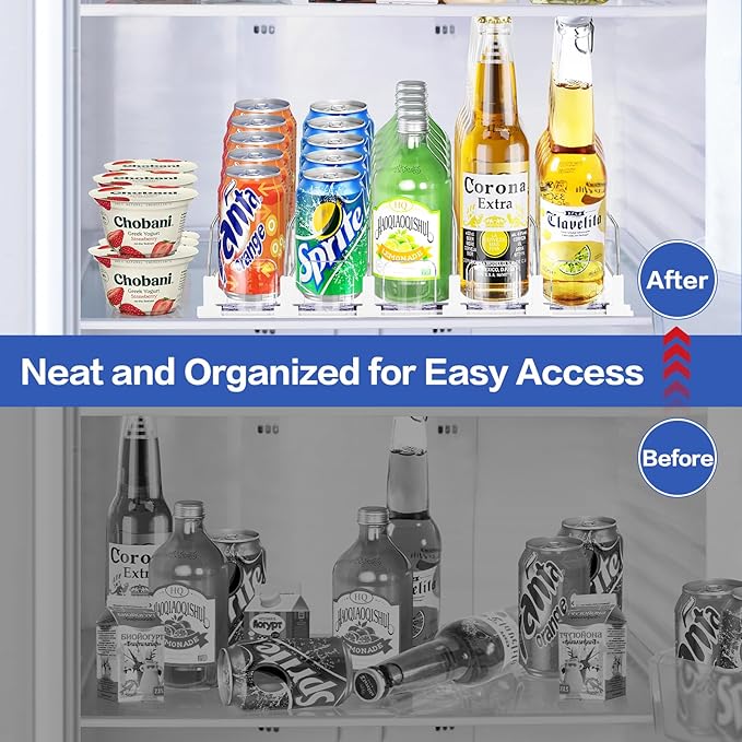 Drink Organizer for Refrigerator, Automatic Pusher Drink Dispenser for Fridge, Soda Can Organizer for Beer Beverage Holds up to 25-5Row (15.3" D x 16.54" W)