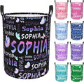 Custom Name Laundry Hamper, Personalized Laundry Basket with Name for Boys Girls Kids Men Women, Customized Name Dirty Clothes Basket Gifts for Clothes Toy Bathroom Bedroom Laundry Room Dorm