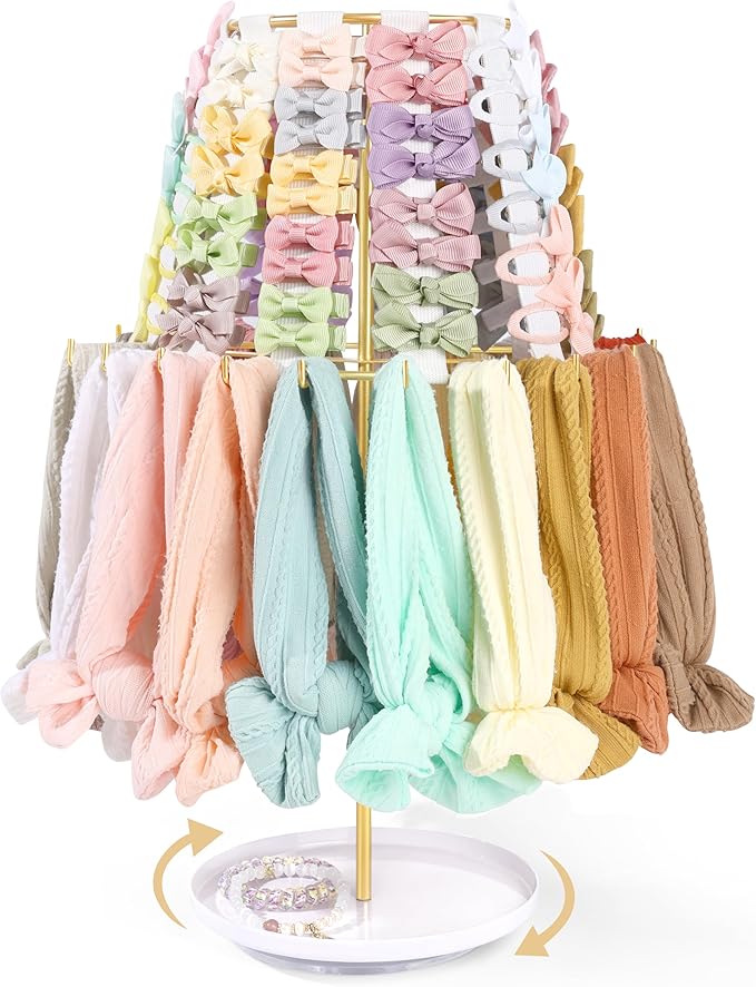 POVETIRE Headband Holder Bow Organizer for Girls, Metal Hair Bows Stand Hairband Storage Display, Hair Accessory Organizer Rack for Baby Newborn Infant Toddler Kids