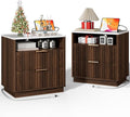 Large Fluted Night Stand Set of 2 with Charging Station, 23" Modern End Table with Faux Marble Top, 2 Drawers Side Table with Storage, Nightstand for Bedroom, Curved Profile Design (Walnut)
