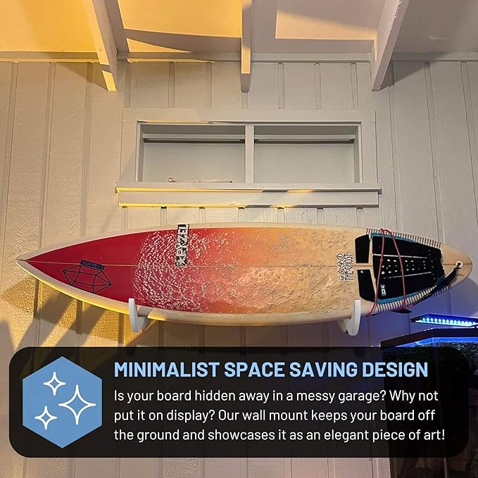 Hang 11 Surfboard Wall Mount - Surf Board Wall Hangers, Surfboard Mount, Beautiful Sustainable Wooden Rack, Perfect to Display Your Board, Surf Racks, Horizontal Hanger, Surfing Accessories