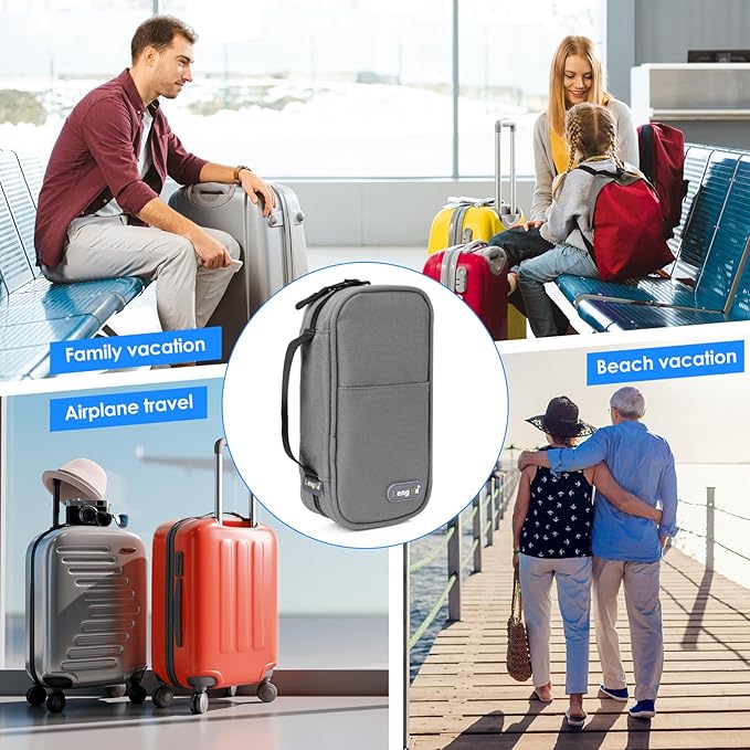 YOUSHARES Insulin Cooler Travel Case - Travel Medicine Cooler Bag for Insulin Pens and Diabetes Supplies Travel, Insulin Pen Case with 2 TSA Approved Gel Ice Pack (Grey)