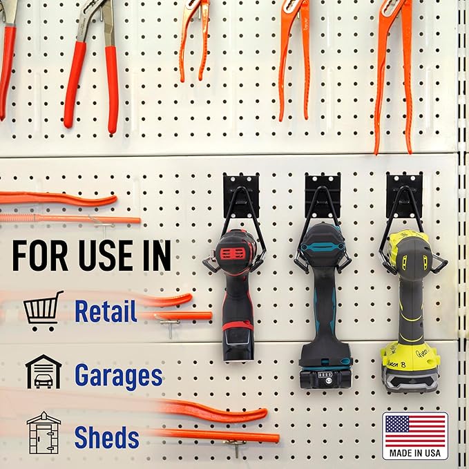 Victory Display Heavy Duty Garage Hooks | for Tools, Ladders, Garden Equipment | Fits Pegboard & Slatwall | Storage Hook for Hanging | Shed Wall Organizer for Tool Rack, Garage Wall Hangers | 3-Pack