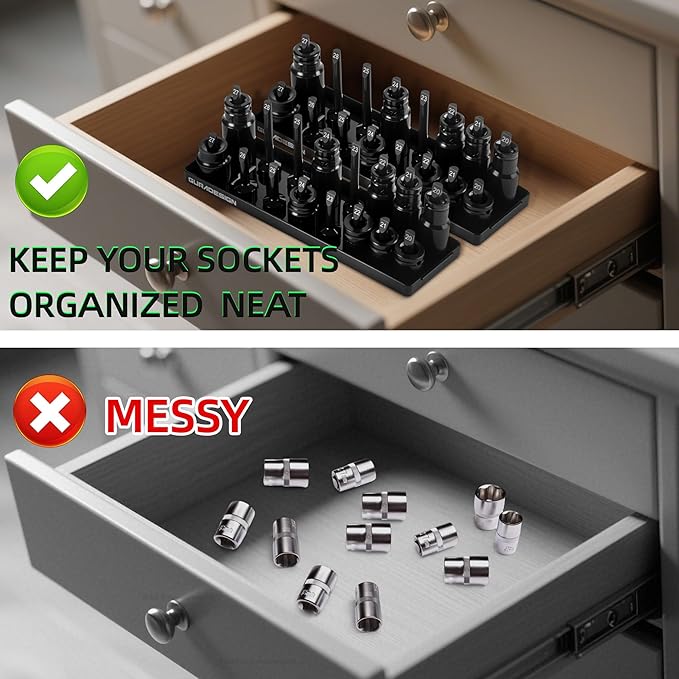 8PCS Socket Organizer Set, Socket Holder, 1/4", 3/8", 1/2" Metric & SAE Socket Tools Trays.