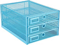 Annova Desk Organizer Wire Mesh 3 Tier Sliding Drawers Paper Sorter/Multifunctional/Premium Solid Construction for Letters, Documents, Mail, Files, Paper, Kids' Art Supplies (Blue)