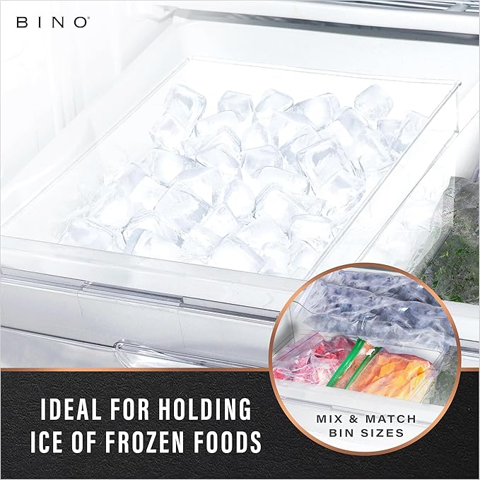 BINO | Plastic Storage Bins, Medium - Deep | THE HANDLER COLLECTION | Multipurpose Organizer Bins | Kitchen Pantry Organizers and Storage | Clear Containers for Organizing Home | Freezer Organizer