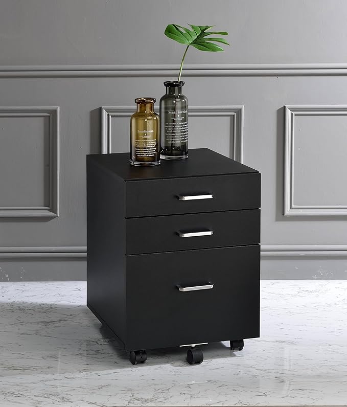 File Cabinet,3 Drawers Filing Cabinet for Home Office,Storage Drawers,with Wheels,Rolling Mobile,Printer Stand,Office,WorkHanging File Folders,19" L x 16" W x 22" H,Black