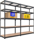 HOMEDANT 5-Tier Laminated Boltless Heavy Duty Metal Shelving Unit Adjustable Garage Storage Utility Rack Shelves Organization Multipurpose Shelf Warehouse Industrial (2, (L) 39.8" W, Black)