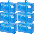 TICONN 6 Pack Extra Large Moving Bags with Zippers & Carrying Handles, Heavy-Duty Storage Tote Moving Boxes for Space Saving (6 Pack, Sky Blue)