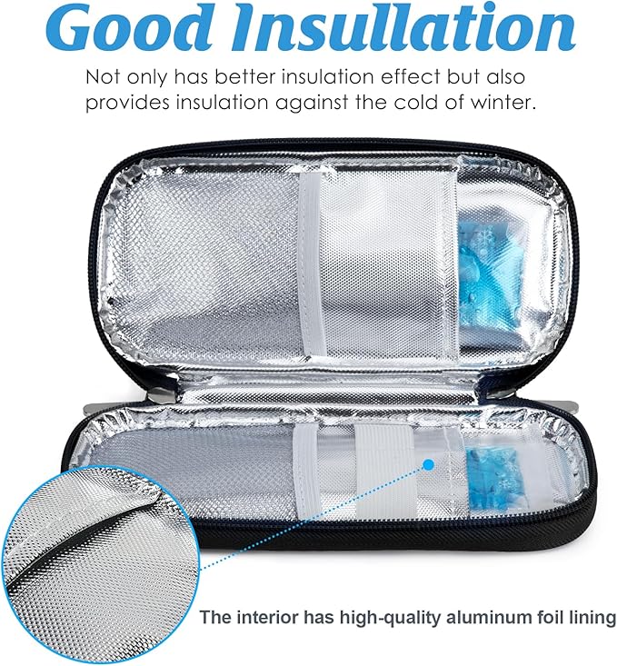 YOUSHARES Insulin Cooler Travel Case - Portable Refrigerated Medicine Case for Insulin Pen, Medication and Diabetic Supplies with 2 TSA Approved Ice Pack