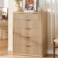 LEYAOYAO Fluted 6 Drawers Dresser for Bedroom, 42" Tall Modern Chest of Drawers with Metal Handle, Curved Profile Design,Natural Wood Drawer Organizer for Bedroom, Living Room, Hallway, Entryway