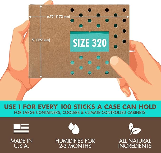 Boveda 75% Two-Way Humidity Control Pack to Fix Major Moisture Loss in Large Wood Humidifier Boxes – Size 320 – Single – Moisture Absorber – Humidifier Pack – Individually Wrapped Hydration Packet