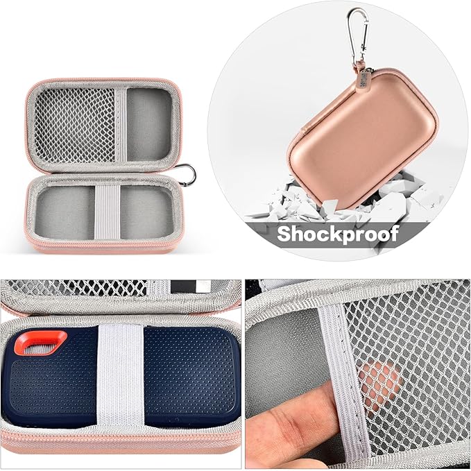Hard Case Compatible with SanDisk 1TB 2TB 4TB 500GB 8TB Extreme Portable SSD - Up to 1050MB/s - USB-C, USB 3.2 Gen 2 - SDSSDE61-2T00-G25M External Solid State Hard Drive Storage Holde-Pink (Box Only)