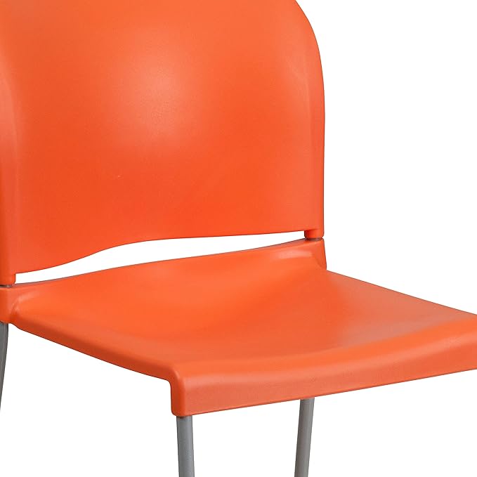 Flash Furniture Hercules Series Contoured Stacking Chairs for Waiting Rooms and Offices, Ergonomic Lobby Chairs with Curved Back, Set of 5, Orange