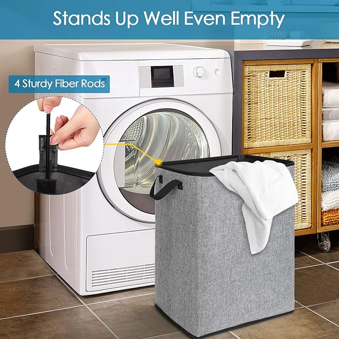 SNIGJAT Clothes Laundry Hamper for Bedroom, Lightweight Dirty Clothes College Hamper Collapsible for Small Space, Sturdy Laundry Basket with Handles for Bathroom Closet, 70 L