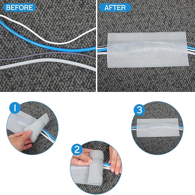 WILLBOND Carpet Cord Cover Cable Protector Floor Cover Cable Protector Management Only for Commercial Office Carpet(9.84 ft,Grey)