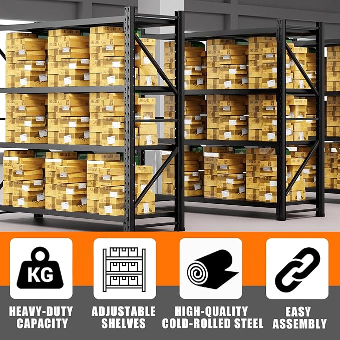 torage Shelves,Garage Shelving Heavy Duty Metal Adjustable Garage Shelves, Shelving Units Industrial Shelving for Warehouse(Black, W59.1*D19.7*H79)