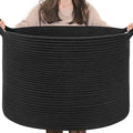 INDRESSME XXXLarge Blanket Basket 21.7" x 21.7" x 13.8" Woven Storage Baskets Soft Cotton Rope Toy Baskets Storage Kids Decorative Laundry for Home, Perfect for Living Room, Black