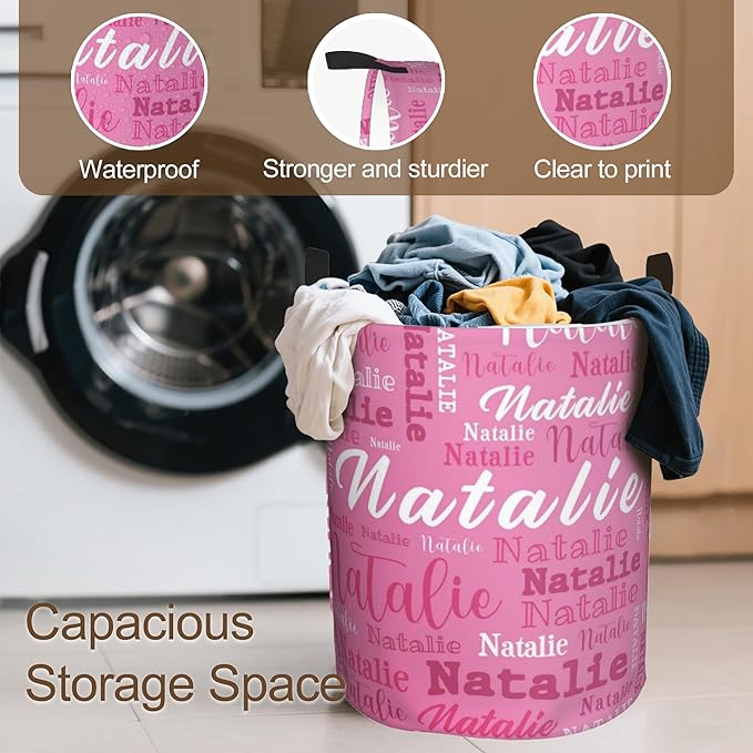 Custom Name Laundry Hamper, Personalized Laundry Baskets with Name for Boys Girls Women Men, Customized Collapsible Dirty Clothes Hamper Easy Storage Gifts for Bedroom Bathroom Living Room