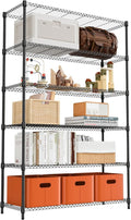 6 Tiers Shelf 2100 lbs Steel Storage Shelving Utility Shelving Unit Steel Organizer Wire Rack for Home,Kitchen,Office,Garage Black 17.7" D x 47.2" W x 82.4" H