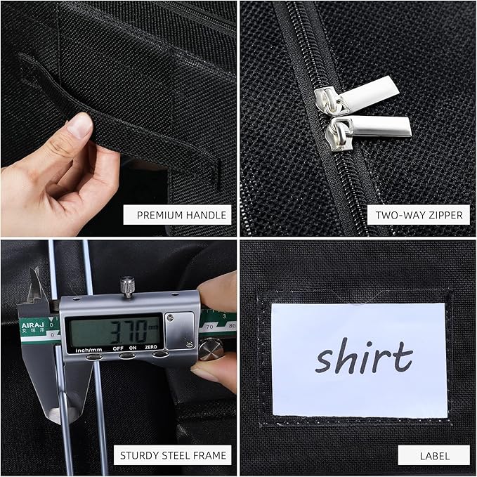CYhom 3Pack Foldable Storage Bins - Frame Storage Box Linen Fabric Stackable Clothes Container Organizer with Clear Window & Carry Handles Large Capacity (Large-66L, Black)