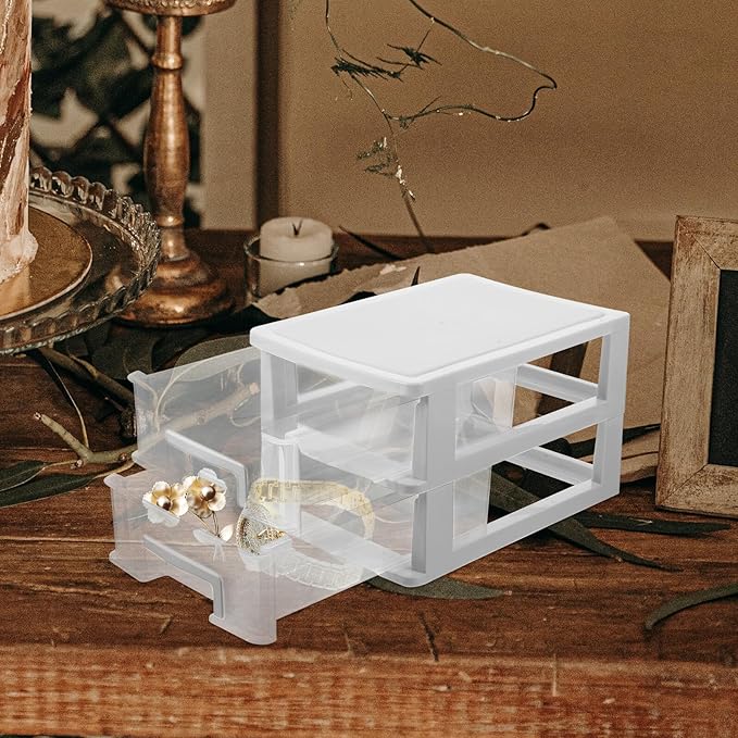 BESPORTBLE Transparent Desktop Drawer Organizer Box Drawer Storage Cabinet with Sturdy PP Material Heat Resistant Lightweight Stationery and Sundries Storage for Office and Home Use