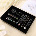 Mornajina 9" x 5.7" Velvet Jewelry Tray Jewelry Display Tray, Stackable Empty Plate Trays for Earrings Necklaces Bracelet Rings Display Showcase - Black