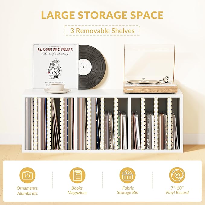 IOTXY DIY Modular Cube Bookcase - CubeXY Customizable Stackable Expandable Basic Shelving Units, 12-Cube Wooden Open Bookshelf with Removable Shelves for Vinyl Record Storage Organizer, White