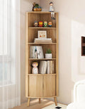 Corner Cabinet, 66.73'' Tall Modern Corner Bathroom Storage Cabinet with 2 Fluted Doors and Shelves, Home Space Saver for Kitchen, Living Room, Study Room (Wood Color, 66.73''H)