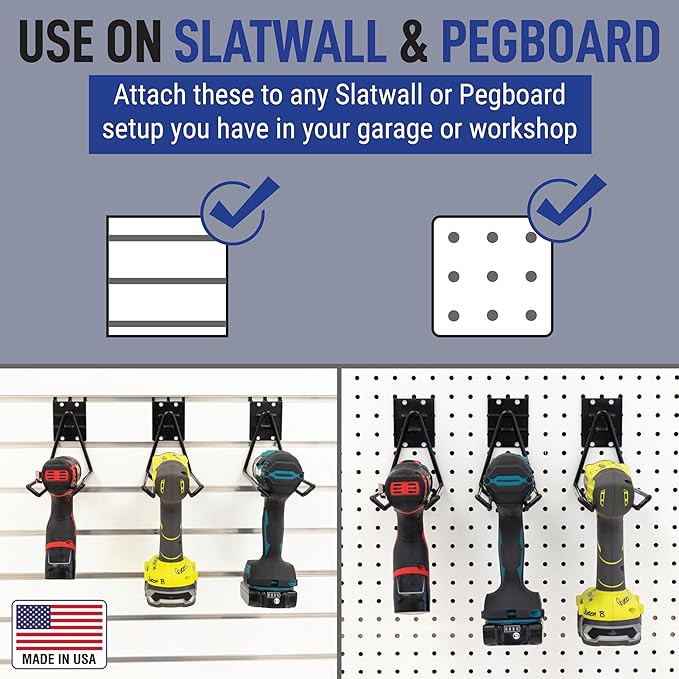 Victory Display Heavy Duty Garage Hooks | for Tools, Ladders, Garden Equipment | Fits Pegboard & Slatwall | Storage Hook for Hanging | Shed Wall Organizer for Tool Rack, Garage Wall Hangers | 3-Pack
