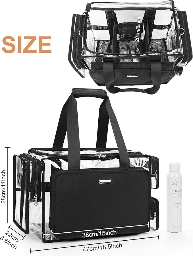 Relavel Professional Makeup Case Backpack and Large Clear Makeup Bag for Makeup Artists, Makeup Kit Set Bag, Durable Water-resistant Material, with Shoulder Strap and Adjustable Dividers