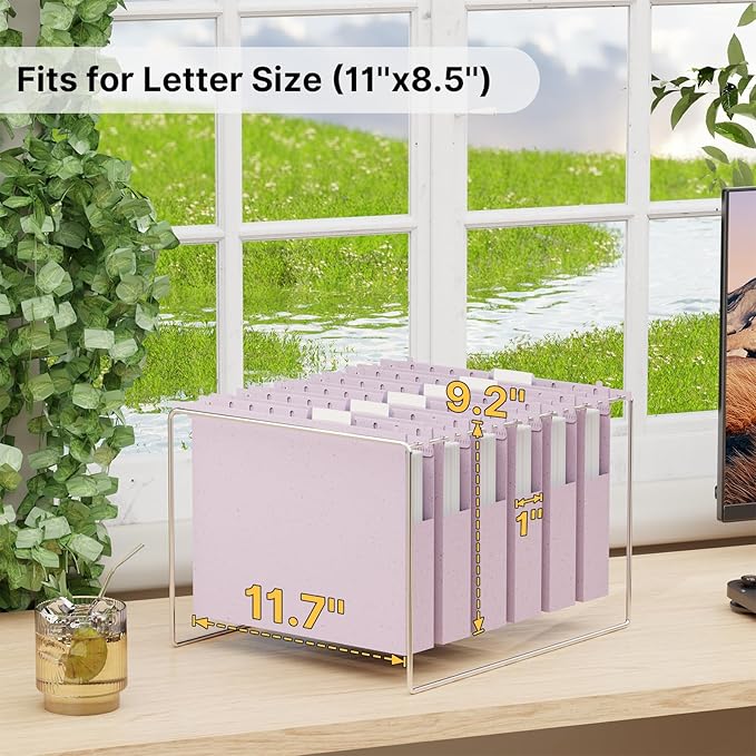 Letter Size Hanging File Folder Extra Capacity,Heavy Duty 1'' Expansion,Wheat Straw Plastic Filing Cabinet Folders,12 Pack Reinforced Morandi Purple File Organizer for File Frame File Box
