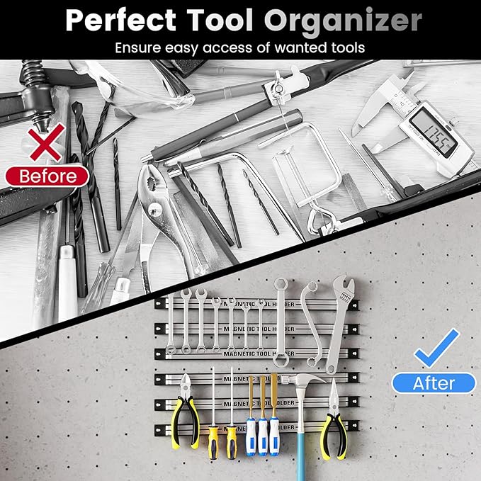 Goplus 6PCS 18" Magnetic Tool Holder, Wall Mounted 176LBS Capacity Magnetic Tool Organizer, Heavy Duty Metal Tool Rack, Tool Magnet Bar, Magnetic Tool Holder Strip for Garage Workshop