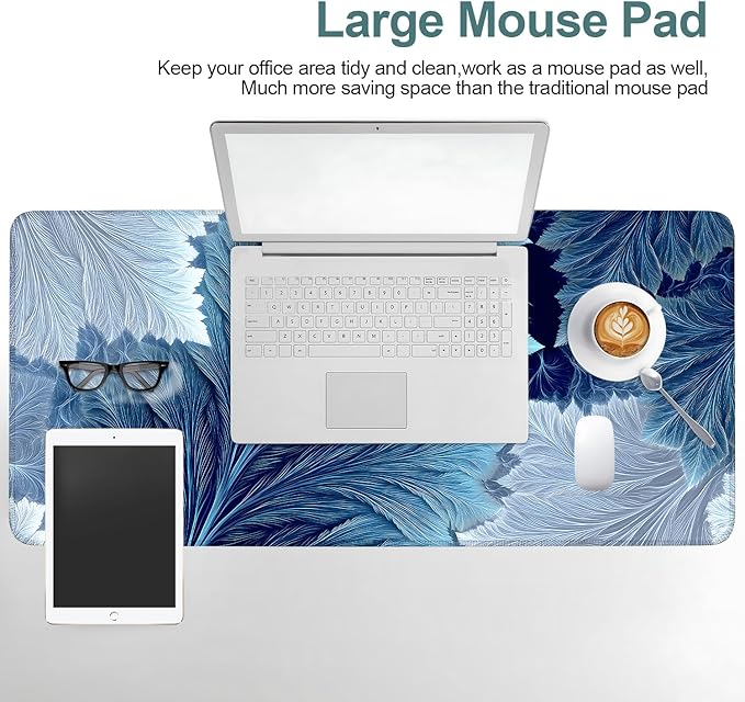 Leaves Gaming Mouse Pad 35.4"x15.7"Desk Mat Anti-Slip Rubber Base & Durable Stitched Edges for Gamers Smooth Mouse Writing Surface for Desk Office/Home
