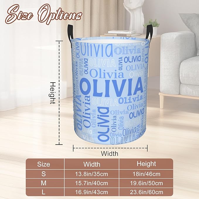 Custom Name Laundry Hamper, Personalized Laundry Basket with Name for Boys Girls Kids Men Women, Customized Name Dirty Clothes Basket Gifts for Clothes Toy Bathroom Bedroom Laundry Room Dorm