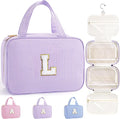TOPEAST Christmas Gifts for Women Teen Girls Kids - Travel Hanging Toiletry Bag, Personalized Initial Toiletry Pouch, Birthday Gifts for Women Mom Daughter Sister Friends, Cruise Essentials, Purple L