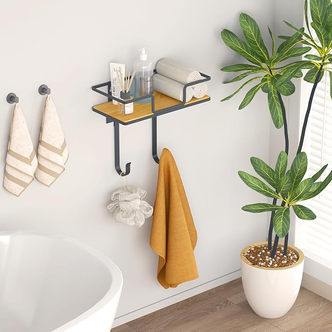 efluky Ironing Board Hanger with Removable Hooks, Ironing Board Holder Wall Mount for T/Y Leg, 12.59" L x 5.9" W x 2.36" H, Black
