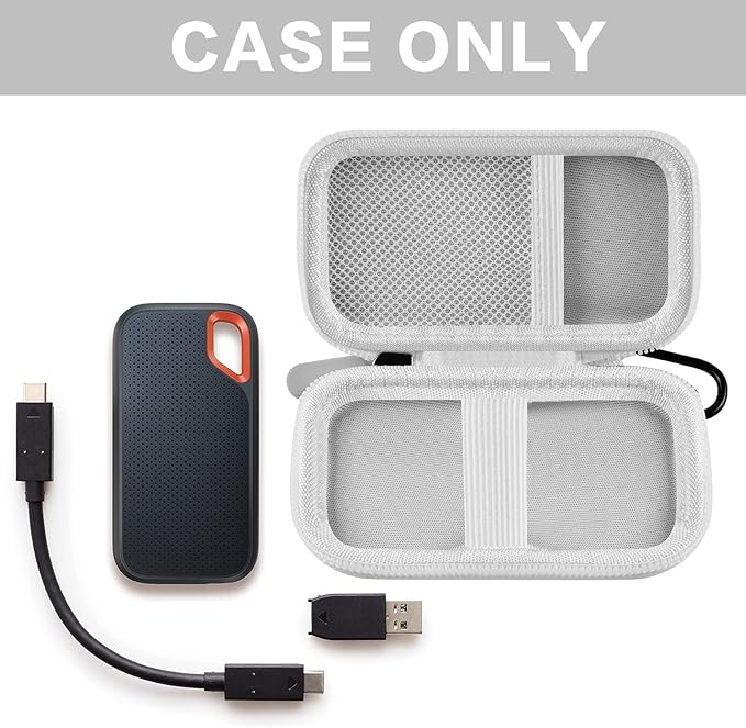 Case Compatible with SanDisk 1TB 2TB 500GB 4TB/for PRO Extreme Portable SSD, External Solid State Hard Drive Storage Holder for SDSSDE61/ SDSSDE60/ SDSSDE81/SDSSDE30/SDSSDE60 (Box Only)(White)