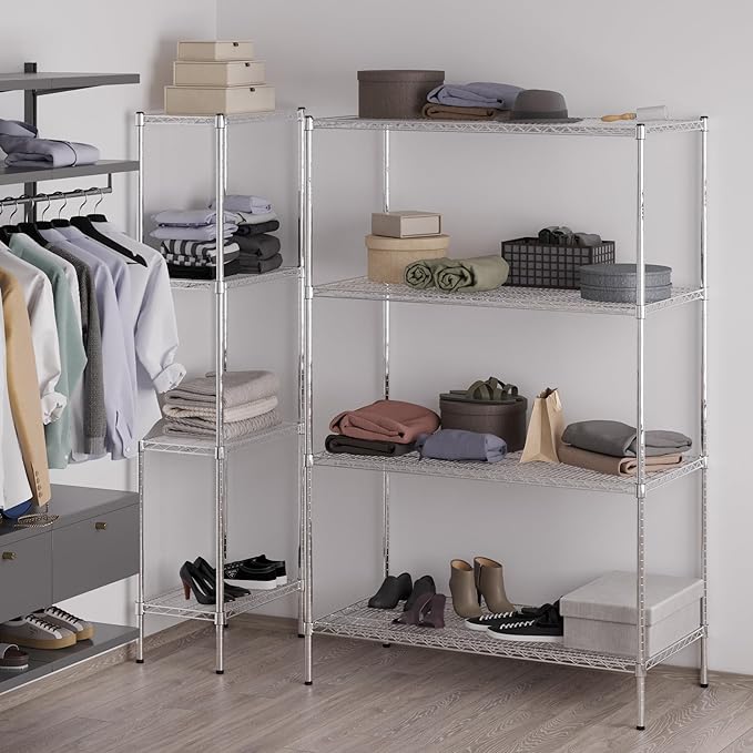 24" Deep x 48" Wide x 74" Height Wire Shelving Kit | 4-Tier | NSF Commercial Storage Rack Unit